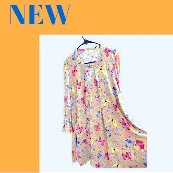 ENTRO SZ Small, (more like a medium) Bright, Vibrant & Beautiful Butterfly Dress - Picture 1 of 12